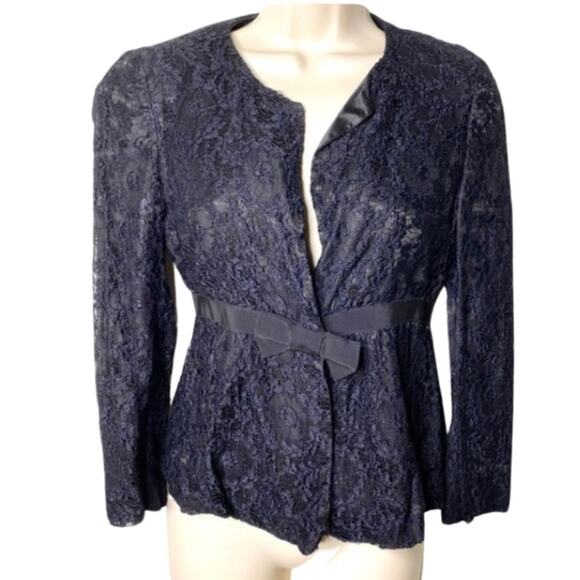 Moschino Cheap and Chic black lace blazer jacket waist bow details size 4